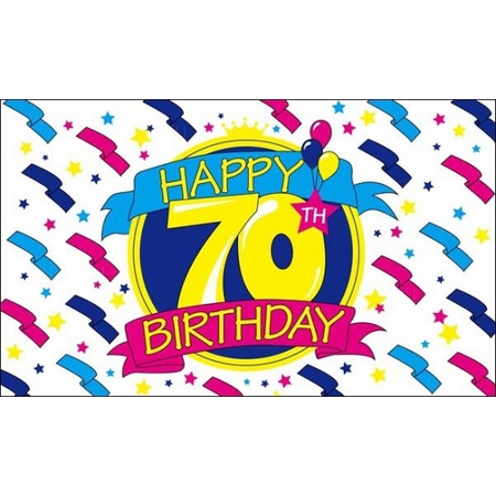 Happy Birthday vlag 70 jaar verjaardag - leeftijd - versieringen/feestartikelen - 150 x 90 cm