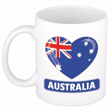 Australische vlag hartje theebeker 300 ml