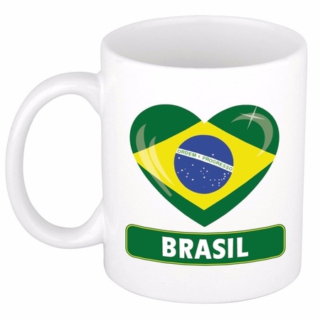 Braziliaanse vlag hartje theebeker 300 ml