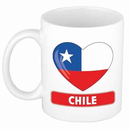 Chileense vlag hartje theebeker 300 ml