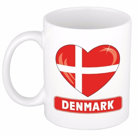 Deense vlag hartje theebeker 300 ml