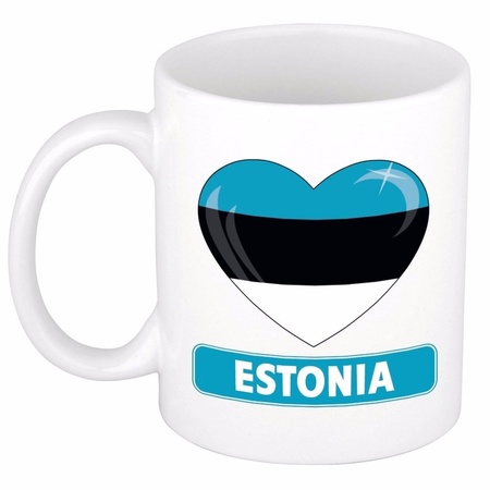 Estlandse vlag hartje theebeker 300 ml