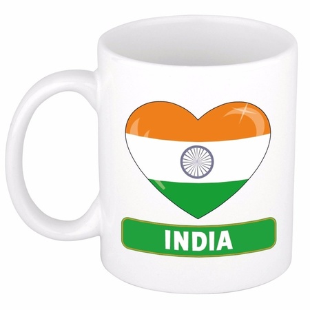Indische vlag hartje theebeker 300 ml