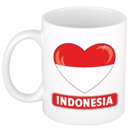 Indonesische vlag hartje theebeker 300 ml