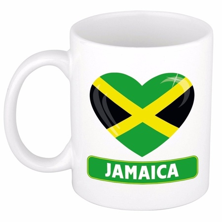 Jamaicaanse vlag hartje theebeker 300 ml