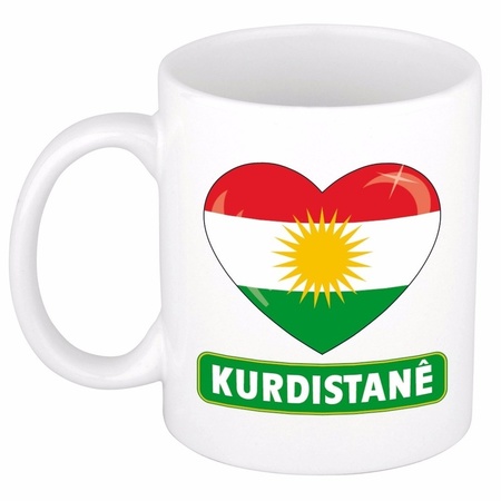 Koerdische vlag hartje theebeker 300 ml