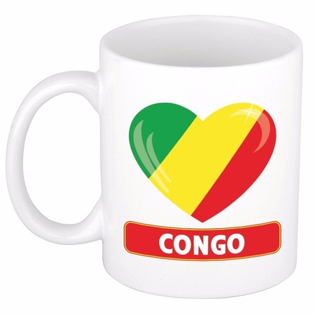 Congolese vlag hartje theebeker 300 ml