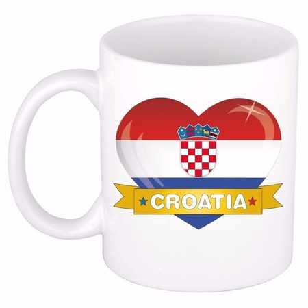 Kroatische vlag hartje theebeker type 2 300 ml