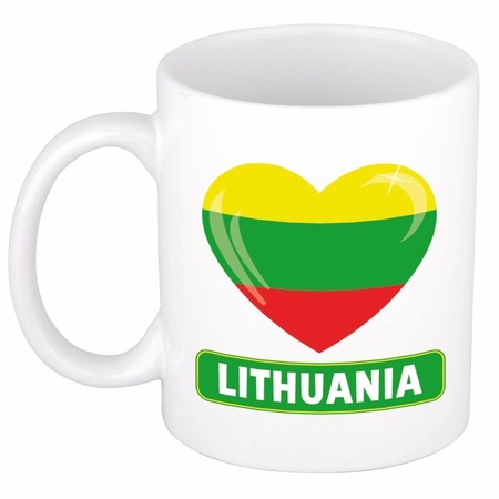 Litouwese vlag hartje theebeker 300 ml
