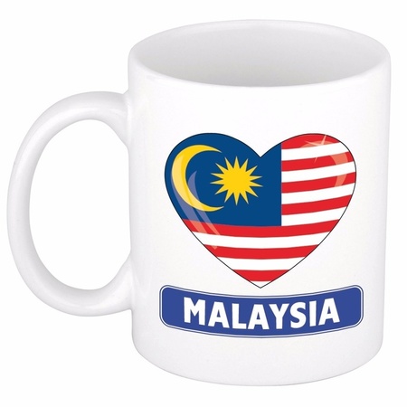 Maleisische vlag hartje theebeker 300 ml