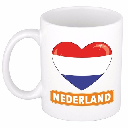 Nederlandse vlag hartje theebeker 300 ml