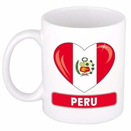 Peruaanse vlag hartje theebeker 300 ml