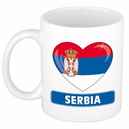 Servische vlag hartje theebeker 300 ml