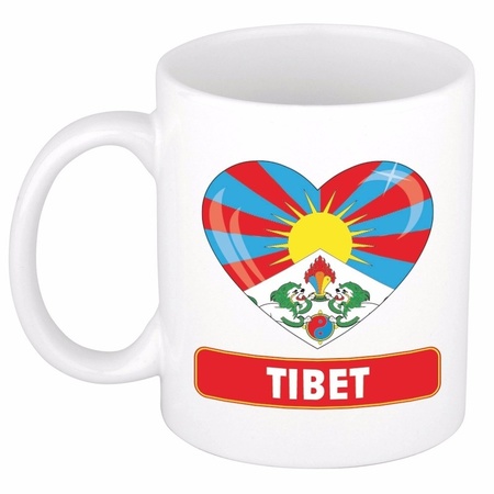Tibetaanse vlag hartje theebeker 300 ml