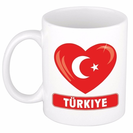 Turkse vlag hartje theebeker 300 ml