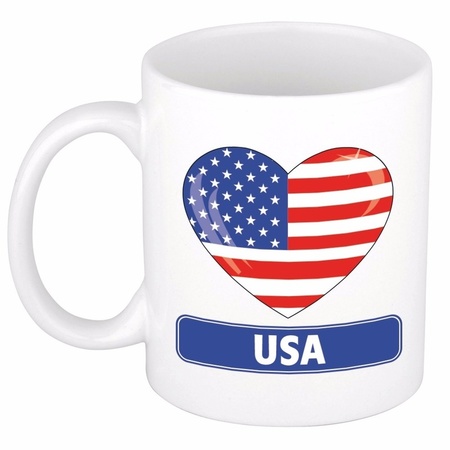 Heart flag USA America mug 300 ml