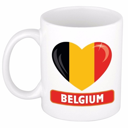Belgische vlag hartje theebeker 300 ml