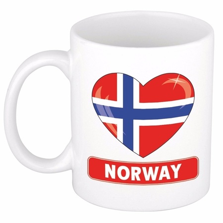 Noorse vlag hartje theebeker 300 ml