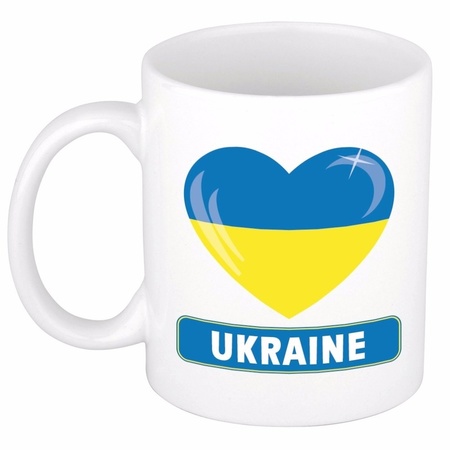 Heart flag Ukraine mug/cup - white - 300 ml