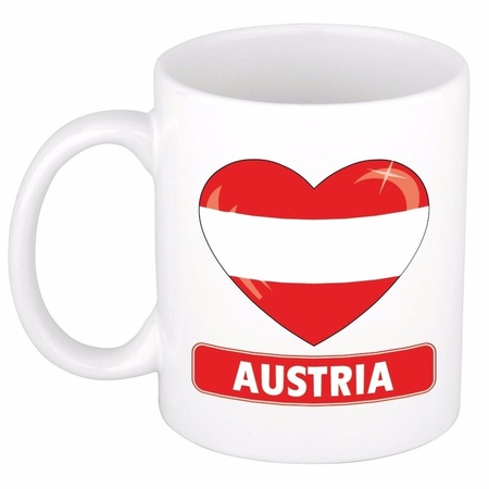 Oostenrijkse vlag hartje theebeker 300 ml