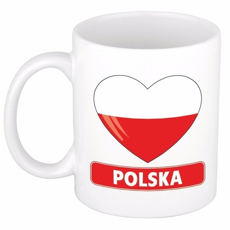 Poolse vlag hartje theebeker 300 ml