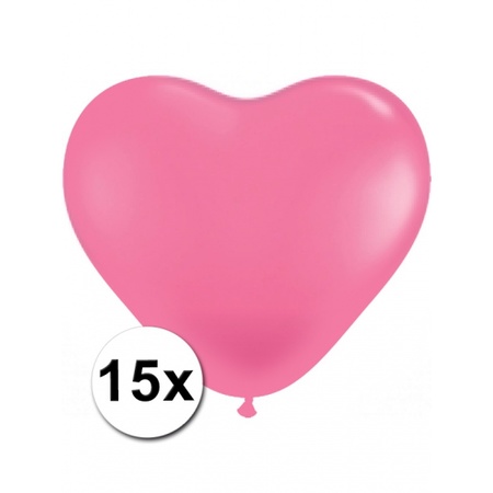 30x bruiloft ballonnen wit / roze hartjes versiering