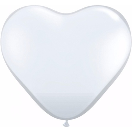 Zak met 25 witte hart ballonnen 15 cm