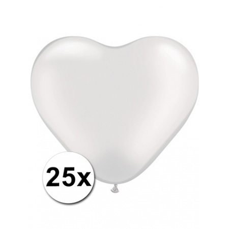 50x bruiloft ballonnen wit / rood hartjes versiering