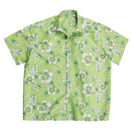 Tropische print blouse groen met witte bloemen