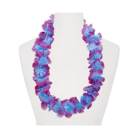 Feestartikelen hawaii bloemen krans paars/blauw