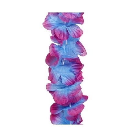 Feestartikelen hawaii bloemen krans paars/blauw