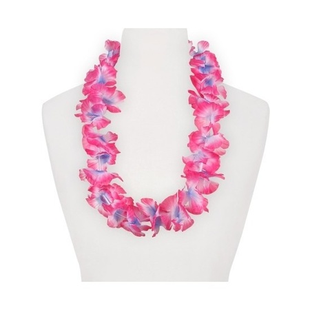 Feestartikelen hawaii bloemen krans roze/paars