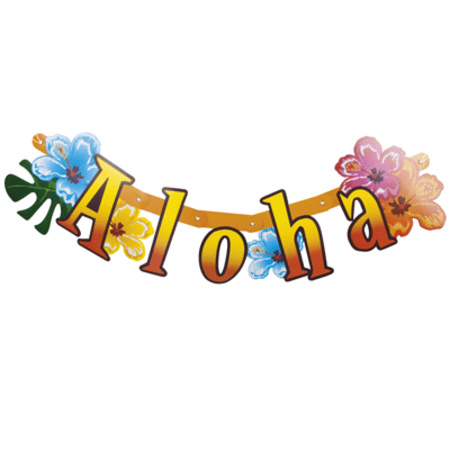 Hawaii thema party feest letterslinger Aloha 83 cm van karton