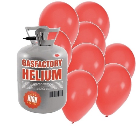 Helium tank with 30 red balloons