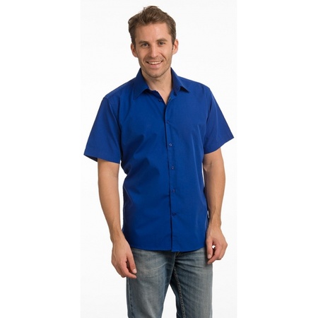 Men casual shirt blue short sleeves