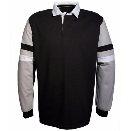 Rugby polo shirt for men with striped sleeves