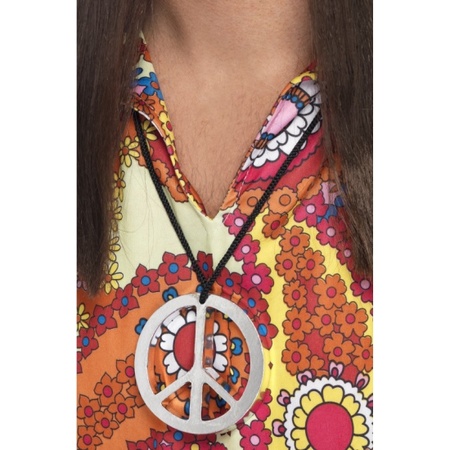 Hippie Flower Power Peace teken verkleed ketting