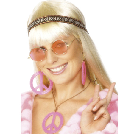 Roze hippie peace sieraden pakket