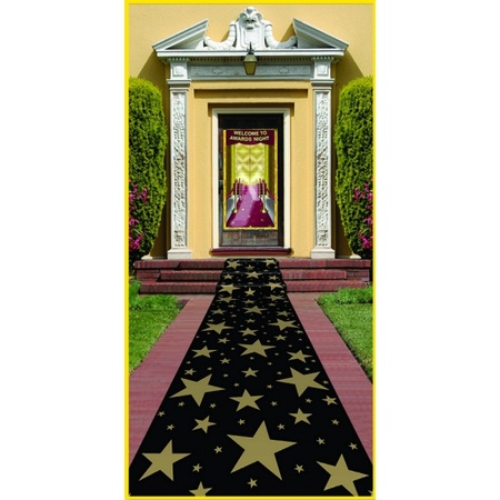 Hollywood zwarte loper met gouden sterren van vilt 3 meter
