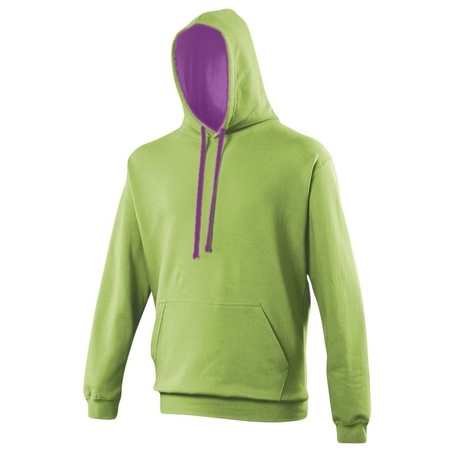 Hooded sweater lime and purple