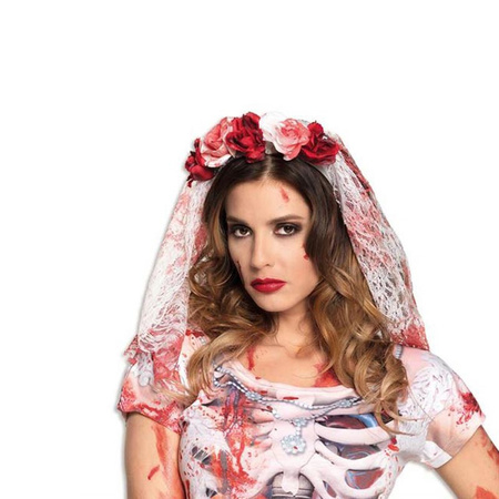 duidelijkheid komen trommel Halloween diadeems, Horror bruid haarband/diadeem met bebloede  sluier/bloemen voor volwassenen, Feestartikelen-shop.nl