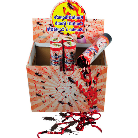 Horror confetti cannon/shooter with fake flies 20 cm