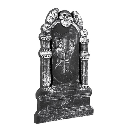 Horror kerkhof grafsteen RIP met schedel 50 cm