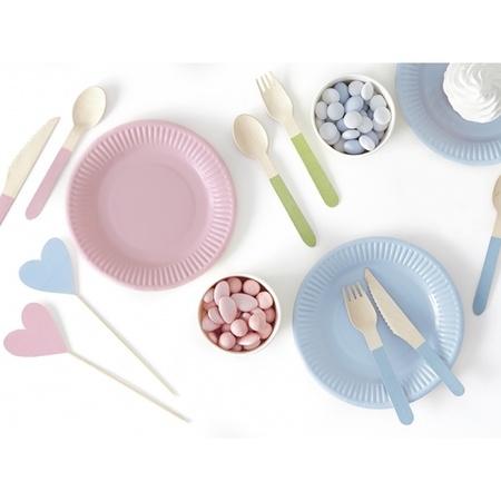 Wooden cutlery pastel colors 18 pieces