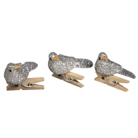 Knijpertjes Knijper Met Zilveren Glitter Vogel Feestartikelen Shop Nl