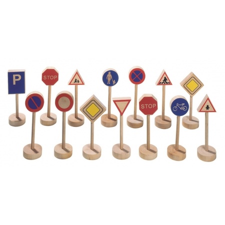 Wooden traffic signs set