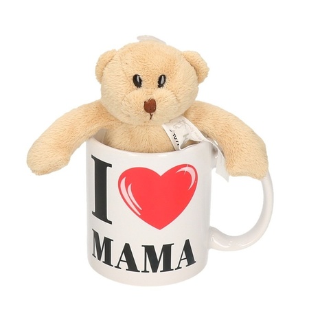 I love mama mok / beker met knuffelbeer voor Moederdag