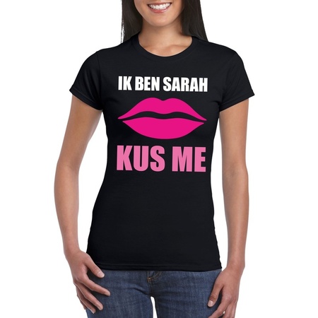 Ik ben Sarah kus me t-shirt zwart dames