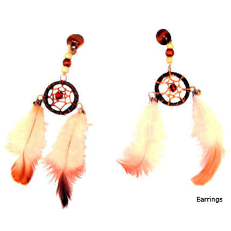Indian earrings with feathers