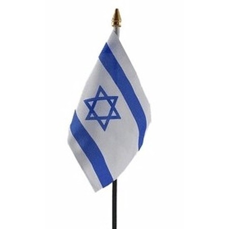 Israel mini flag on pole 10 x 15 cm